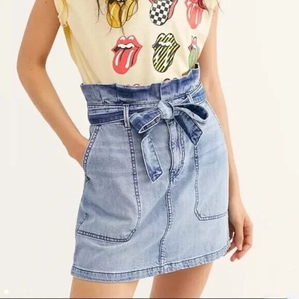 Free People Blue Jean Skirt Women's 10 Splendor in the Grass Mini Skirt